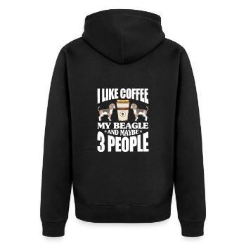 Coffee Beagle Caffeine Espresso Barista Gift - Unisex Premium Organic Zip Hoodie - black - Back - Nico (187cm)