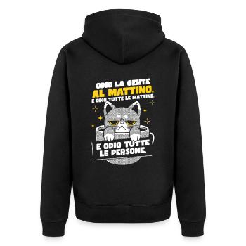Café du chat du matin - Veste à capuche bio Premium Unisexe - noir - Dos - Nico (187cm)