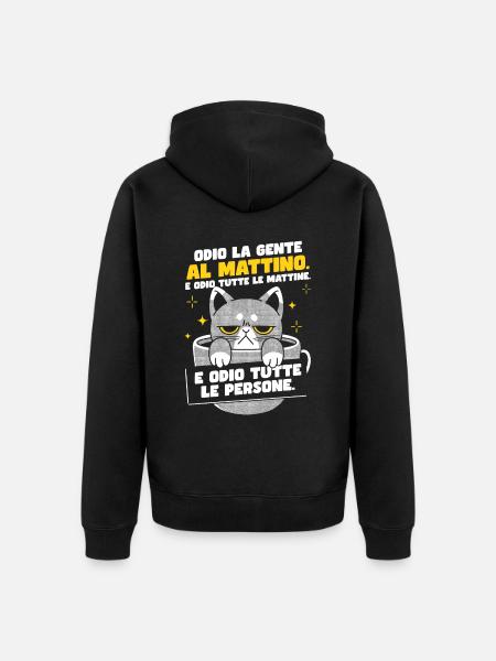 Morning Cat Coffee - Unisex Premium Organic Zip Hoodie - black