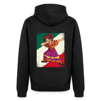 Dabbing Mexican Frau Cinco De Mayo - Unisex Premium Bio Zip Hoodie - Schwarz - Hinten - Nico (187cm)