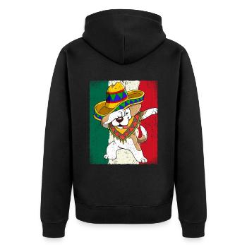 Dabbing Mexican Hund Cinco De Mayo - Unisex Premium Bio Zip Hoodie - Schwarz - Hinten - Nico (187cm)