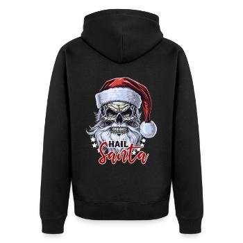 Funny Hail Santa Claus Skull Skeleton Antichrist C - Unisex Premium Organic Zip Hoodie - black - Back - Nico (187cm)