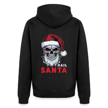 Hail Santa Claus Skull Skeleton Heavy Metal Christ - Unisex Premium Organic Zip Hoodie - black - Back - Nico (187cm)