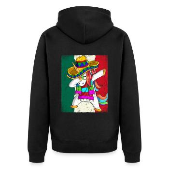 Dabbing Mexican Einhorn Cinco De Mayo - Unisex Premium Bio Zip Hoodie - Schwarz - Hinten - Nico (187cm)