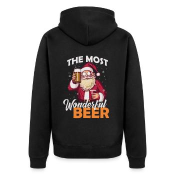 The Most Wonderful Beer Drunk Santa Claus Funny Ch - Unisex Premium Bio Zip Hoodie - Schwarz - Hinten - Nico (187cm)
