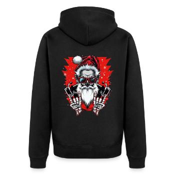 Rock n Roll Skeleton Santa Claus Funny Christmas - Unisex Premium Bio Zip Hoodie - Schwarz - Hinten - Nico (187cm)