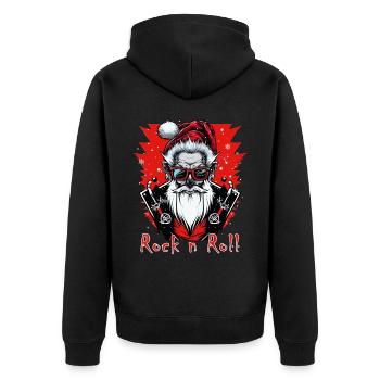 Funny Rock n Roll Punk Santa Claus Rocker Christma - Unisex Premium Bio Zip Hoodie - Schwarz - Hinten - Nico (187cm)