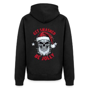 Get Smashed Be Jolly Drunk Santa Claus Skull Chris - Unisex Premium Organic Zip Hoodie - black - Back - Nico (187cm)