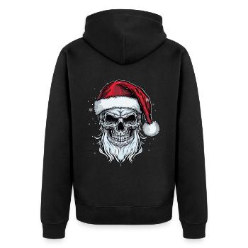 Santa Claus Skull Christmas Horror Metal Rock n Ro - Unisex Premium Bio Zip Hoodie - Schwarz - Hinten - Nico (187cm)