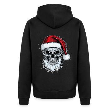 Santa Claus Skull Christmas Horror Metal Rock n Ro - Unisex Premium Bio Zip Hoodie - Schwarz - Hinten - Nico (187cm)