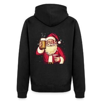 Bad Santa Claus Beer Mug Funny Beer Drinking Chris - Unisex Premium Organic Zip Hoodie - black - Back - Nico (187cm)