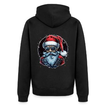 Old Rocker Santa Claus Rock n Roll Metal Christmas - Unisex Premium Bio Zip Hoodie - Schwarz - Hinten - Nico (187cm)