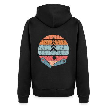 Vintage Classic Pinball Machine - Retro - Unisex Premium Organic Zip Hoodie - black - Back - Nico (187cm)