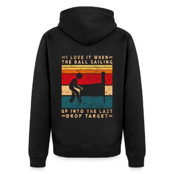Pub Sports Flipperautomat - Retro-Flipperspiel - Unisex Premium Bio Zip Hoodie - Schwarz - Hinten - Nico (187cm)