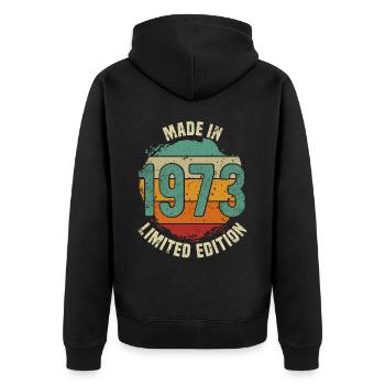 50. Geburtstag Mann Frau 50 Jahre 1973 Deko Lustig - Unisex Premium Bio Zip Hoodie - Schwarz - Hinten - Nico (187cm)
