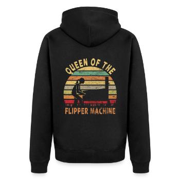 Pub Sports Pinball Machine - Retro Pinball Game - Unisex Premium Organic Zip Hoodie - black - Back - Nico (187cm)