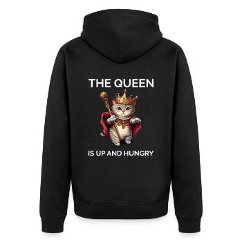 Lustige Katze, die verrückte Katzendame sagt - Unisex Premium Bio Zip Hoodie - Schwarz - Hinten - Nico (187cm)