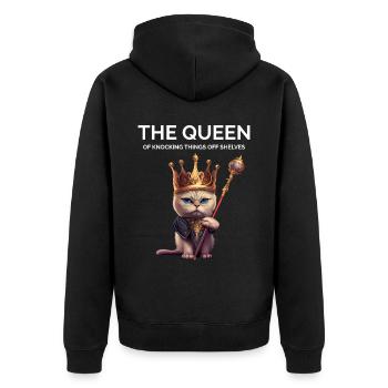 Stolze Katzenbesitzerin Katzenmutter - Unisex Premium Bio Zip Hoodie - Schwarz - Hinten - Nico (187cm)