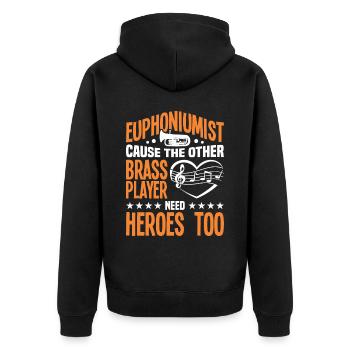 Euphonium Euphoniumspieler Blechbläser Euphonist - Unisex Premium Bio Zip Hoodie - Schwarz - Hinten - Nico (187cm)