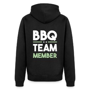 Bbq Team - Unisex Premium Bio Zip Hoodie - Schwarz - Hinten - Nico (187cm)