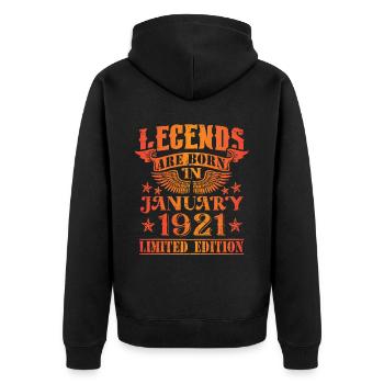 Birthday January 1921 Limited Edition Vintage - Unisex Premium Organic Zip Hoodie - black - Back - Nico (187cm)