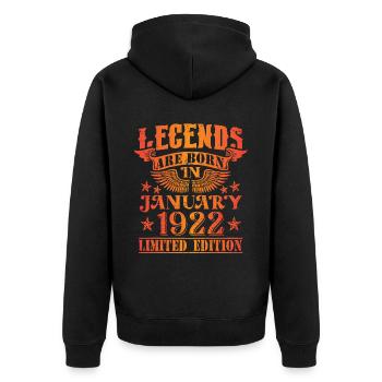 Birthday January 1922 Limited Edition Vintage - Unisex Premium Organic Zip Hoodie - black - Back - Nico (187cm)