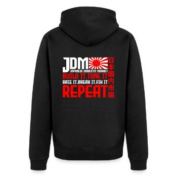 JDM Motorsport Auto Tuning Automotive - Unisex Premium Bio Zip Hoodie - Schwarz - Hinten - Nico (187cm)