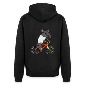 Tapir Fahrrad Fahren Bike Geschenk Kinder Tapir - Unisex Premium Bio Zip Hoodie - Schwarz - Hinten - Nico (187cm)