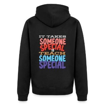Special Needs Education, Special Education - Unisex Premium Organic Zip Hoodie - black - Back - Nico (187cm)