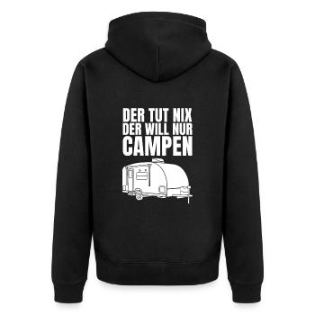 Der Tut Nix Der Will Nur Campen Camper Camping - Unisex Premium Bio Zip Hoodie - Schwarz - Hinten - Nico (187cm)