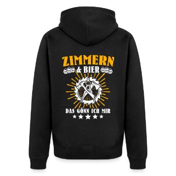 Zimmermann Zimmerer - Unisex Premium Bio Zip Hoodie - Schwarz - Hinten - Nico (187cm)