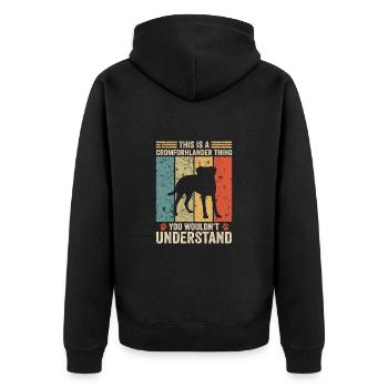 This is a Kromfohrländer thing - Unisex Premium Bio Zip Hoodie - Schwarz - Hinten - Nico (187cm)