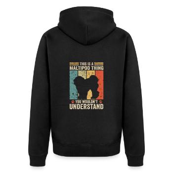 This is a Maltipoo thing - Unisex Premium Bio Zip Hoodie - Schwarz - Hinten - Nico (187cm)