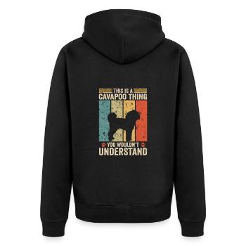 This is a Cavapoo thing - Unisex Premium Bio Zip Hoodie - Schwarz - Hinten - Nico (187cm)