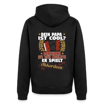 Akkordeon Harmonika Akkordeonspielerin Papa Vater - Unisex Premium Bio Zip Hoodie - Schwarz - Hinten - Nico (187cm)