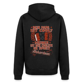 Akkordeon Harmonika Akkordeonspielerin Papa Vater - Unisex Premium Bio Zip Hoodie - Schwarz - Hinten - Nico (187cm)