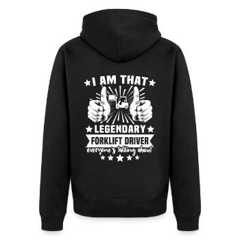 Forklift Driver Forklift Warehouse Forklift - Unisex Premium Organic Zip Hoodie - black - Back - Nico (187cm)