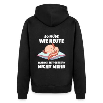 Positiv getestet für müden Koala - Unisex Premium Bio Zip Hoodie - Schwarz - Hinten - Nico (187cm)