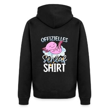 Offizielles Schlafshirt Axolotl - Unisex Premium Bio Zip Hoodie - Schwarz - Hinten - Nico (187cm)