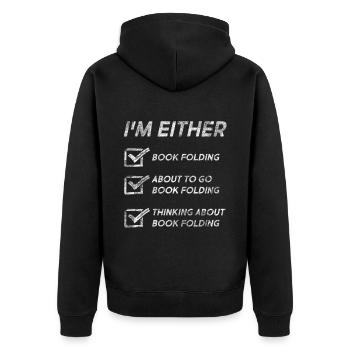 Book Folding Funny Book Folding Quotes - Unisex Premium Organic Zip Hoodie - black - Back - Nico (187cm)