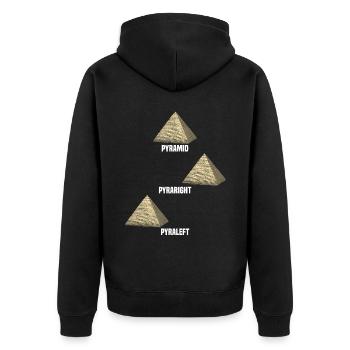 Pyramiden Lustig - Unisex Premium Bio Zip Hoodie - Schwarz - Hinten - Nico (187cm)