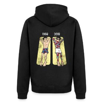 1968 Rétro Drôle - Veste à capuche bio Premium Unisexe - noir - Dos - Nico (187cm)