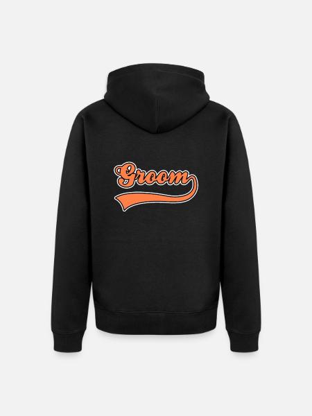 Groom groom lettering - Unisex Premium Organic Zip Hoodie - black
