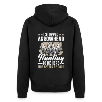 J’ai arrêté la chasse aux pointes de flèches afin de - Veste à capuche bio Premium Unisexe - noir - Dos - Nico (187cm)
