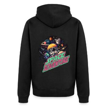 Space Adventure Astronaut für einen Kinder und - Unisex Premium Bio Zip Hoodie - Schwarz - Hinten - Nico (187cm)