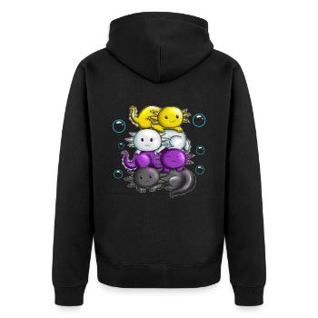 Quatre tritons Axolotl câlinés sous l’eau - Veste à capuche bio Premium Unisexe - noir - Dos - Nico (187cm)