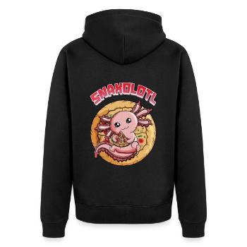 Axolotle liebt Snacks Snaxolotl lustiges Wortspiel - Unisex Premium Bio Zip Hoodie - Schwarz - Hinten - Nico (187cm)