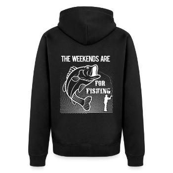The weekends are for fishing - - Unisex Premium Organic Zip Hoodie - black - Back - Nico (187cm)