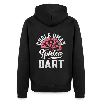 Retro Dartscheibe Dartboard 180 für Dartspieler - Unisex Premium Bio Zip Hoodie - Schwarz - Hinten - Nico (187cm)