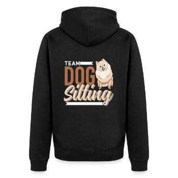 Team Dog Sitting Hundesitting Hund Hundesitter - Unisex Premium Bio Zip Hoodie - Schwarz - Hinten - Nico (187cm)